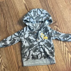 Gray Kids Hoodie with Construction Print
